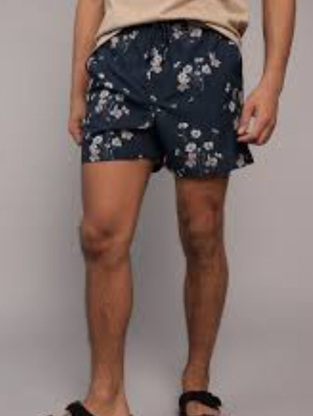 American Eagle Navy Floral Swim Trunks